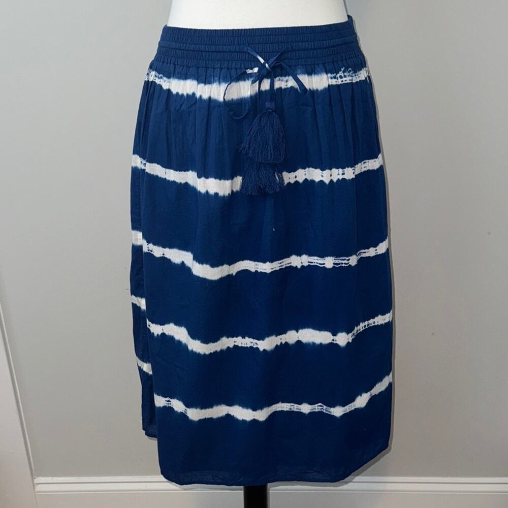 J. Crew Navy Blue Tie-Dye Midi Skirt Women's Small NWT